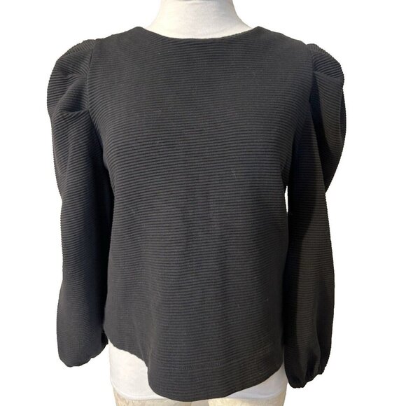 Anthropologie BARU Top XS Extra Small Black Ribbed Long Sleeve NEW - Picture 1 of 8